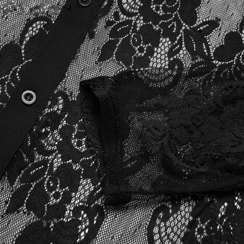 Long Sleeve Floral Lace Mesh Shirt