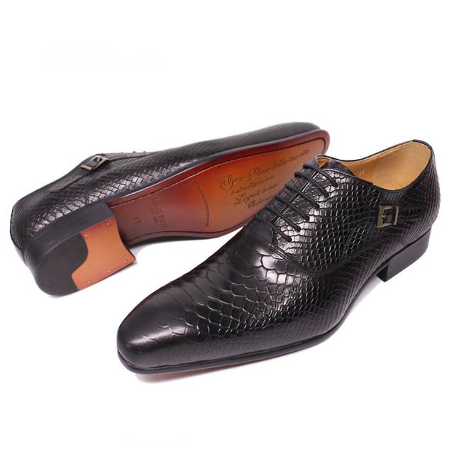 Snake Skin Pattern Leather Pointed Tor Men Oxford Shoes