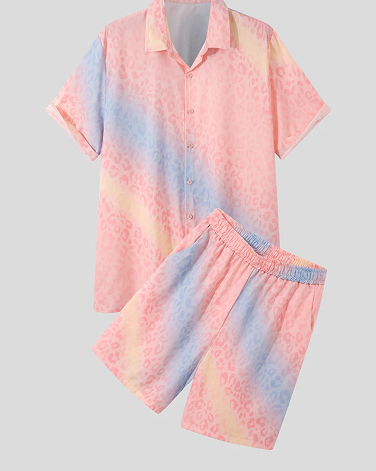 Soft Rainbow Short Sleeve Shorts Set