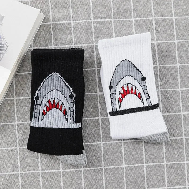 Cartoon Shark Pattern Cotton Socks