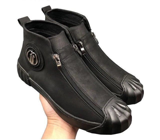 Rubber Toe with Double Zipper Men Casual Shoes