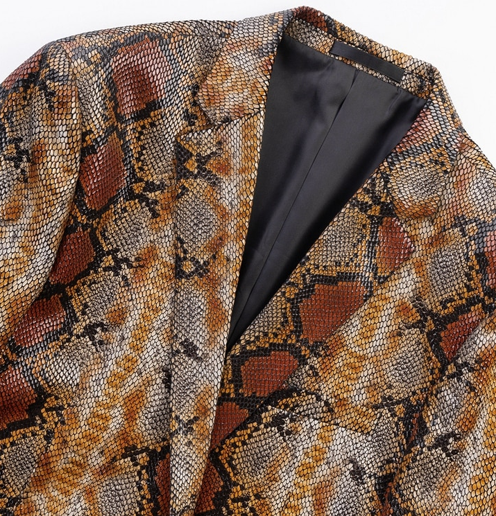 Casual Serpentine Printed Stage Costume Men Blazer