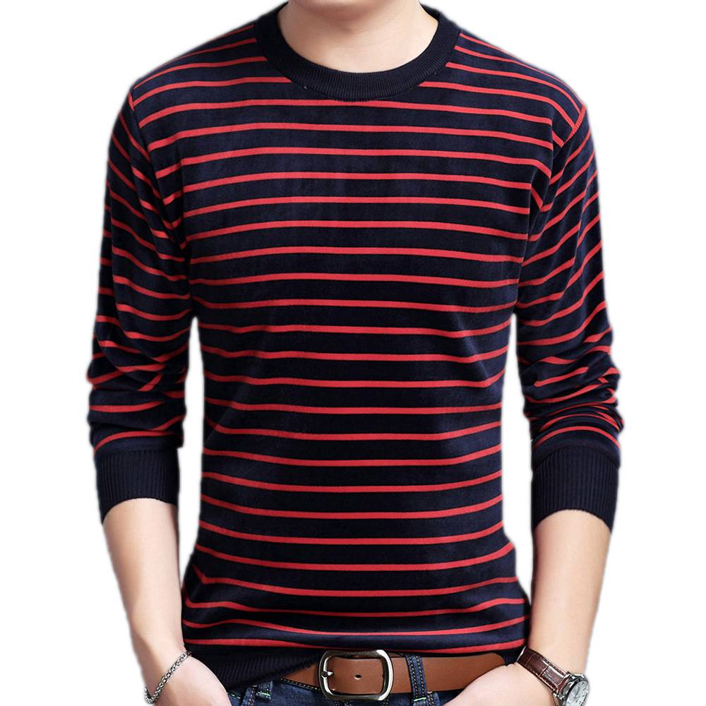 Horizontal Line Two-Tone Casual Knitted Sweater