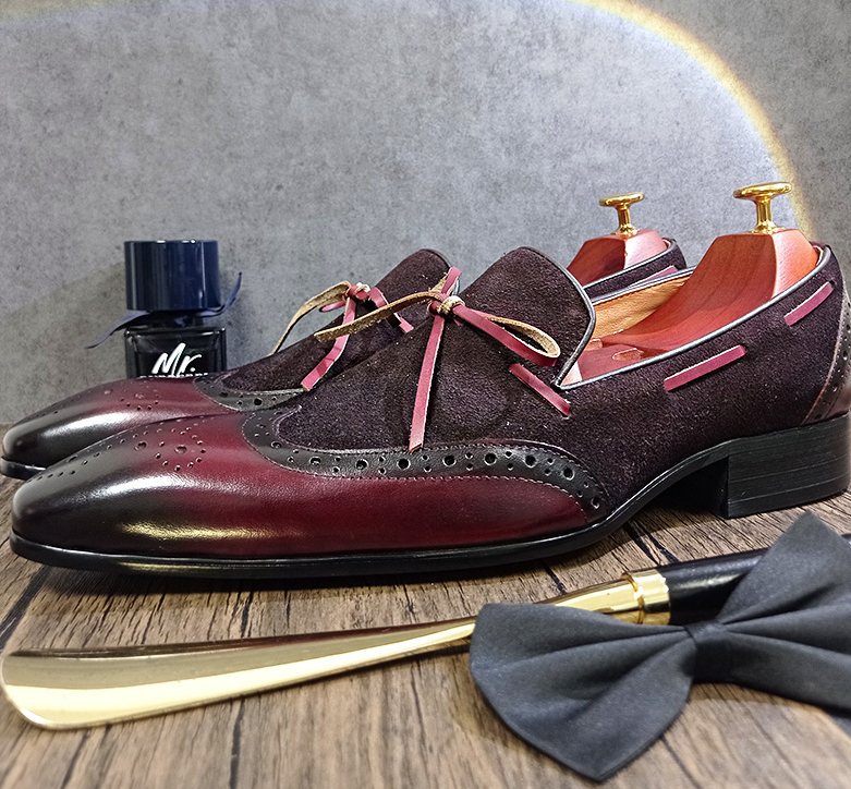 Dark Wine Slip-On Suede Shoes