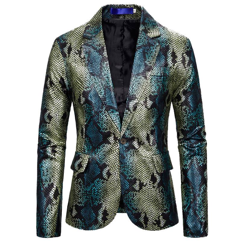 Silver Shiny Fish Scale Pattern Stage Costume Men Blazer