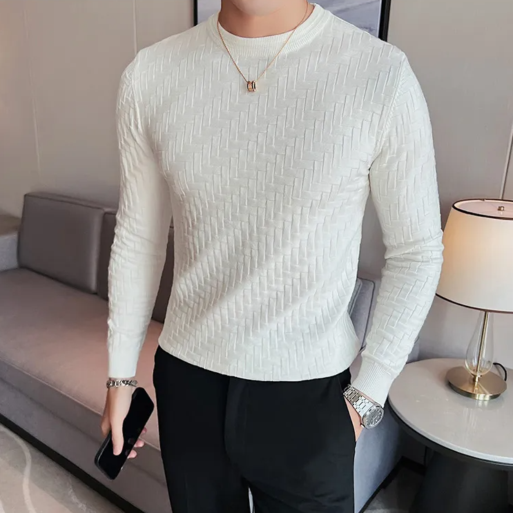 Plaid Woven Knitted Sweater