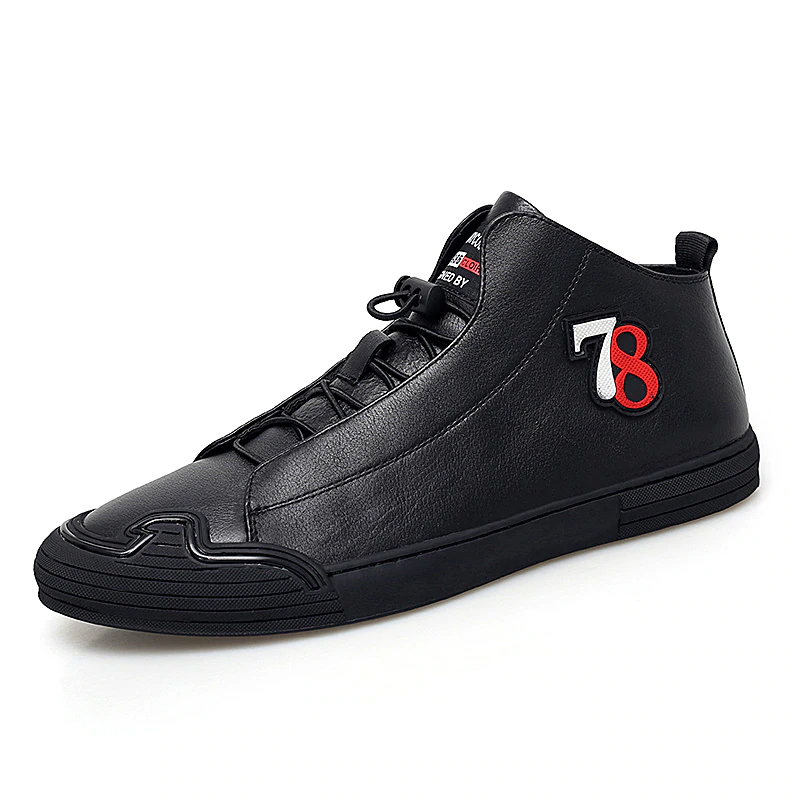 Men Black Gray Shoes Men Genuine Leather
