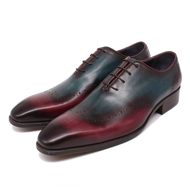 Mix Colors Gradient Pointed Toe Dress Leather Men Shoes