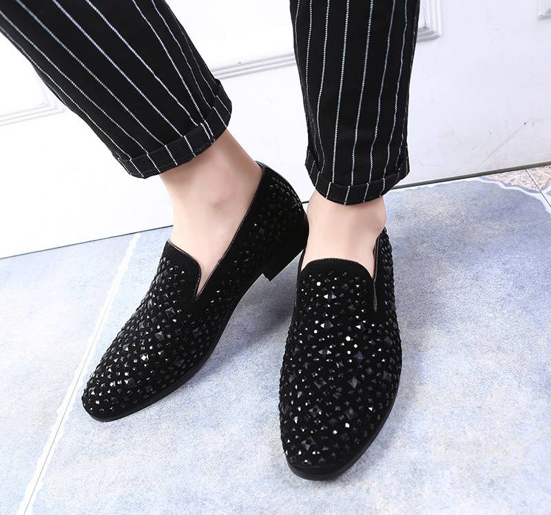 Elegant Rheinstone Suede Men Shoes