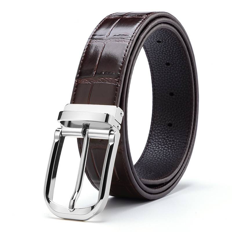 Elegant Croco Pattern Leather with Pin Buckle Design Men Belt
