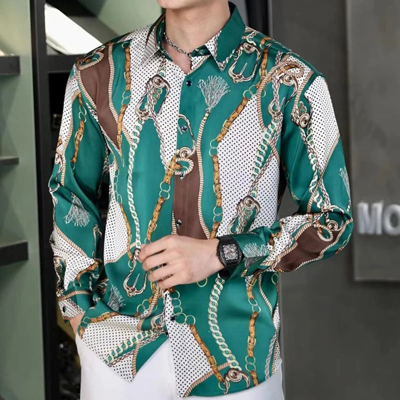 Vintage Luxury Pattern Print Shirt