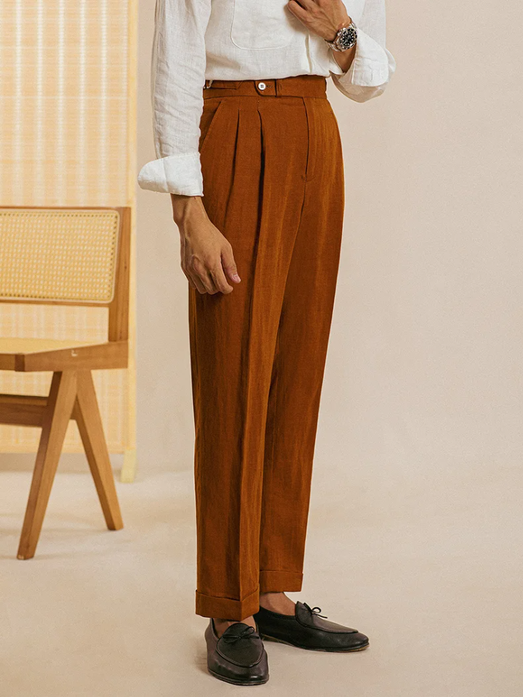 Linen Retro Casual High Waist Trousers