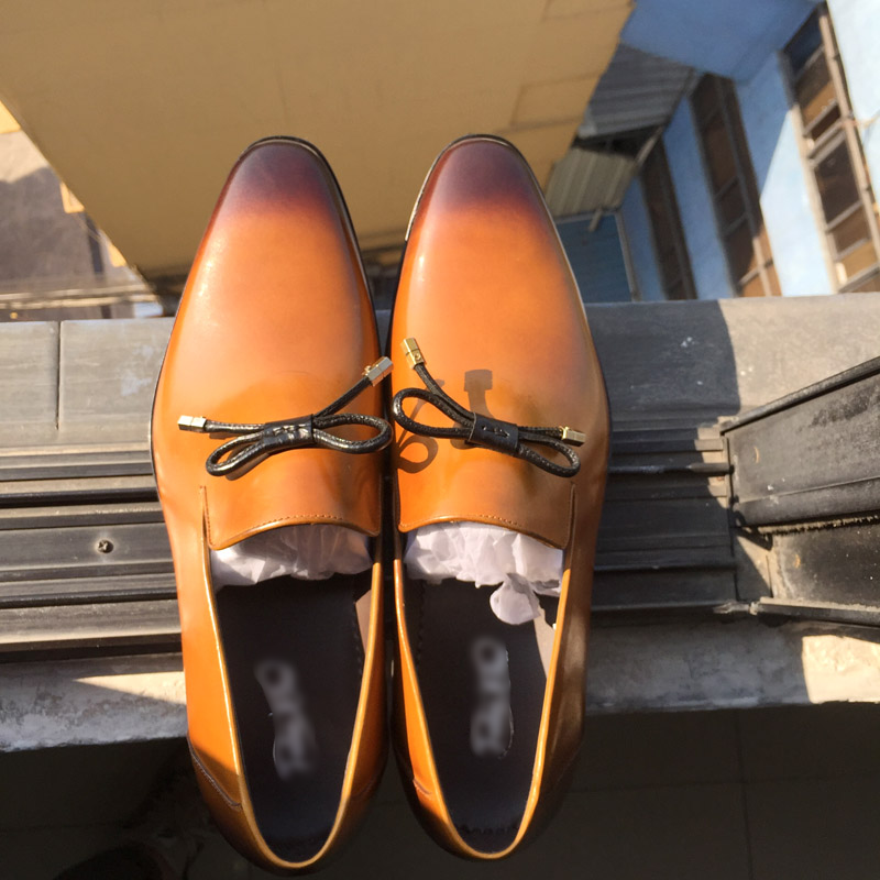 Luxury Men's Shoes Genuine Leather Slip On Black Brown