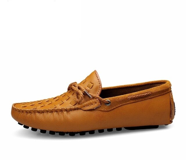 Woven Leather Bow Rope Casual Flat Style Men Boat Shoes