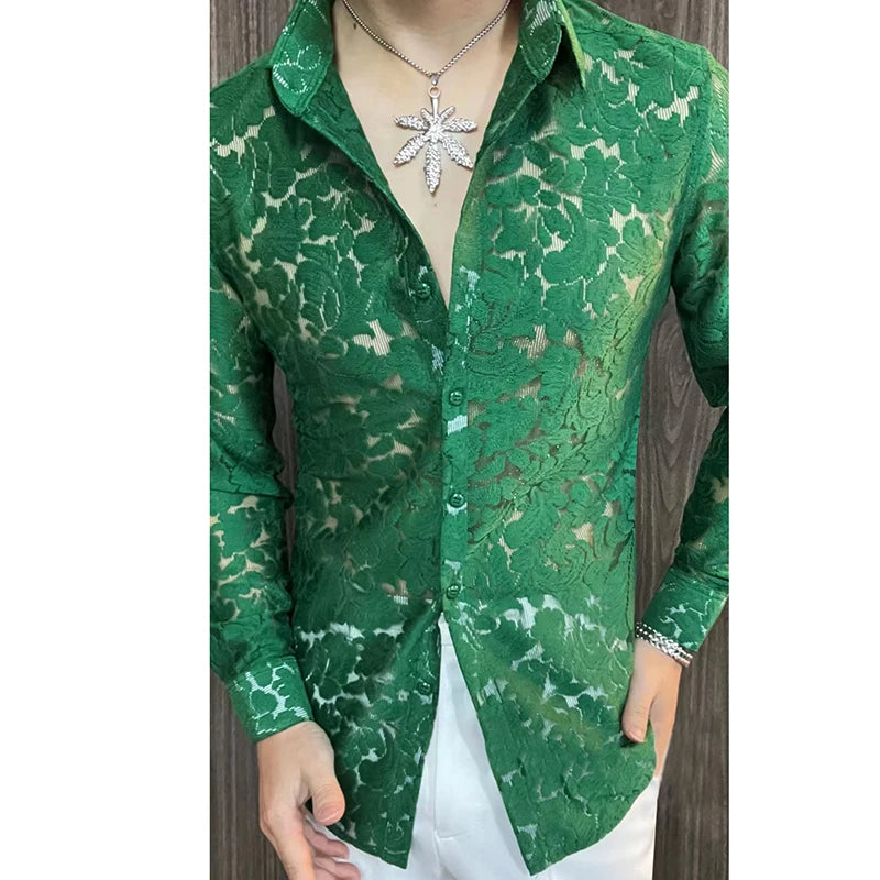 Slim Fit Semi-Transparent Long Sleeved Shirt