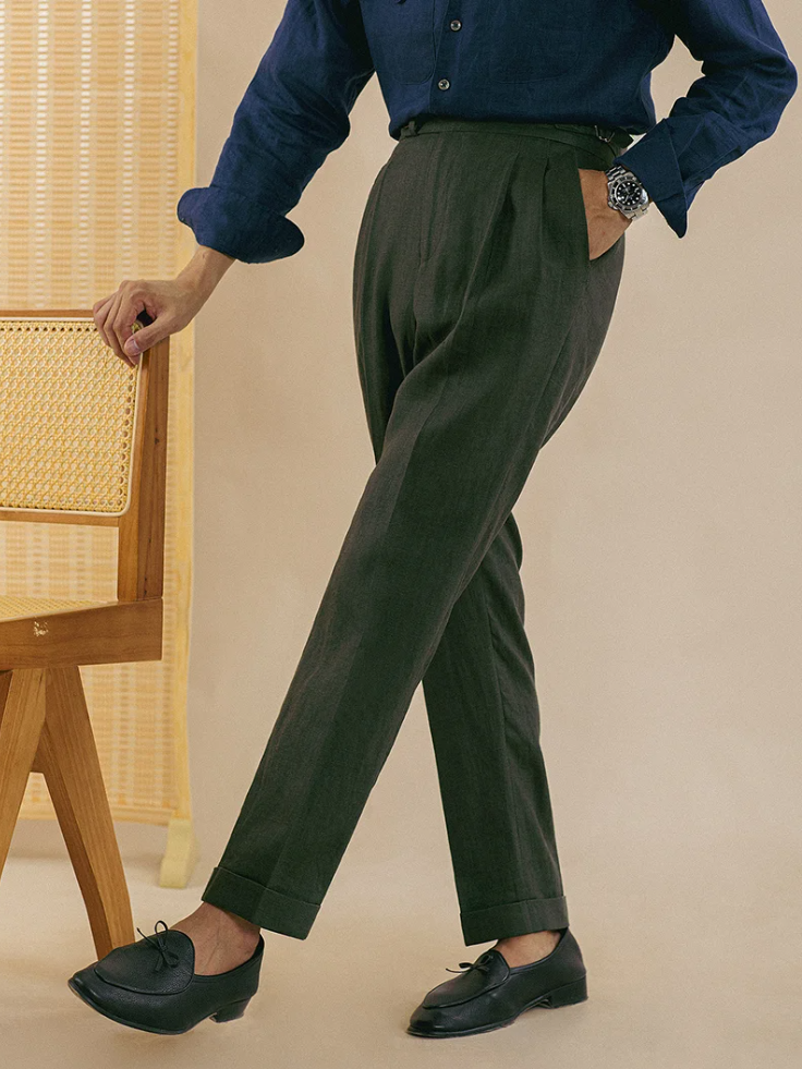 Linen Retro Casual High Waist Trousers