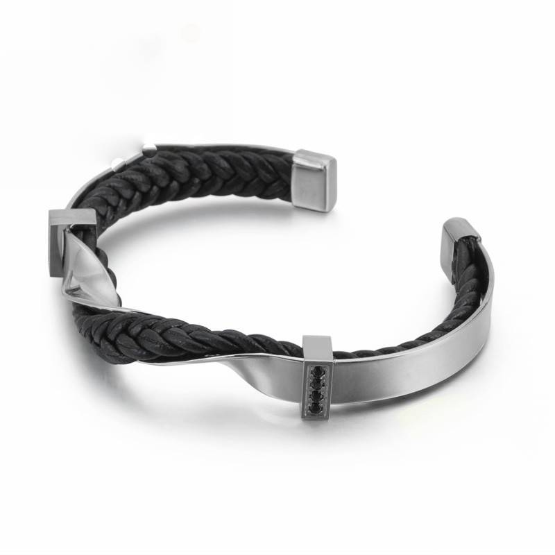 Irregular Twist Stainless Steel Men Charm Bangles