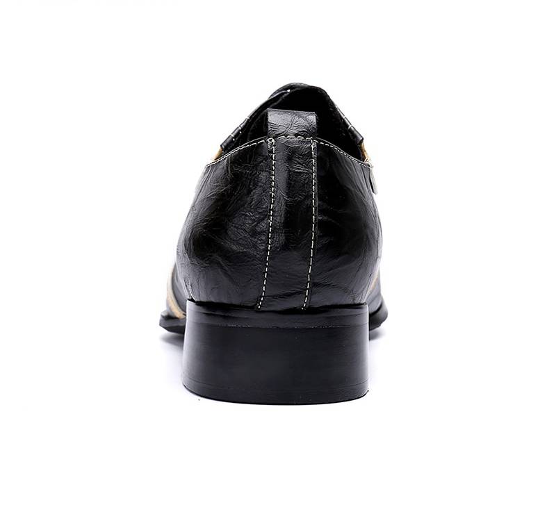 Fancy Black with Gold Painting Lace Up Details Men Dress Shoes