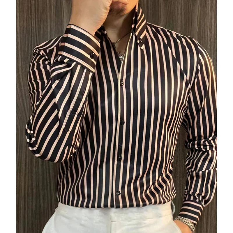 Striped Contrast Color Long Sleeve Shirt