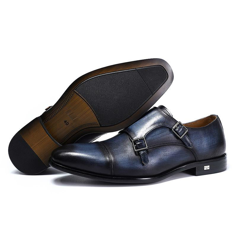 Classic Hand Painted Double Monk Strap Men Shoes - FanFreakz