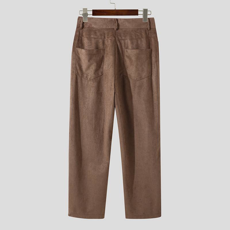 Solid Color Faux Suede Trouser