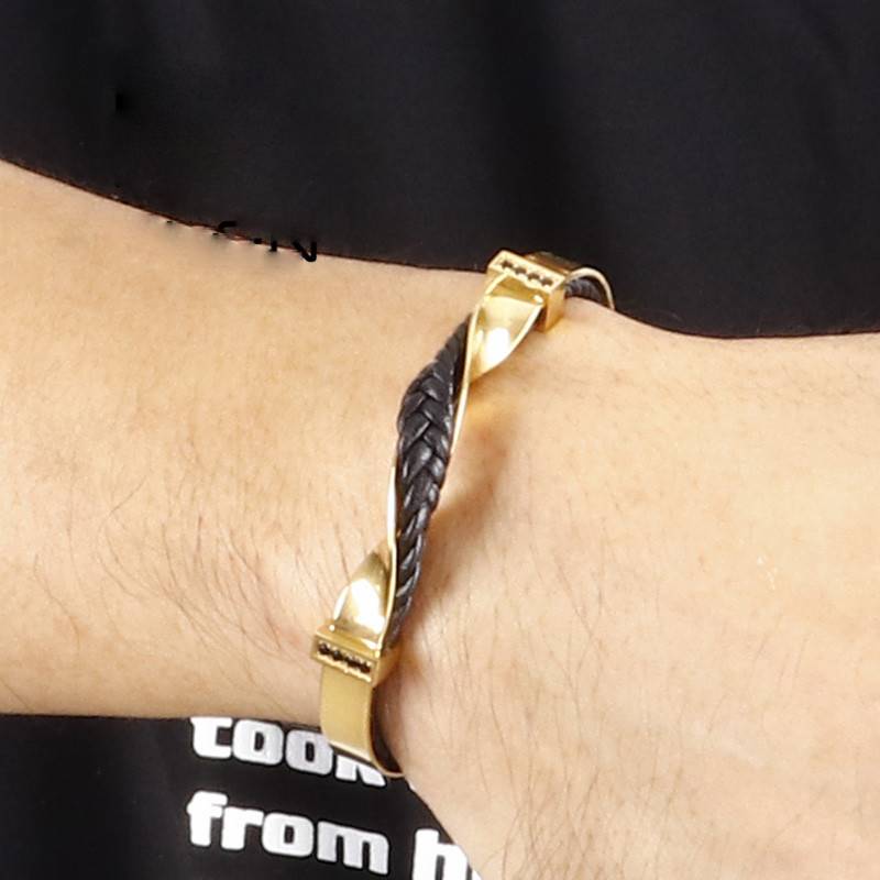 Irregular Twist Stainless Steel Men Charm Bangles