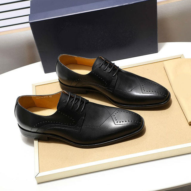 Luxury Formal Simple Modern Toe Brogue Men Derby Shoes
