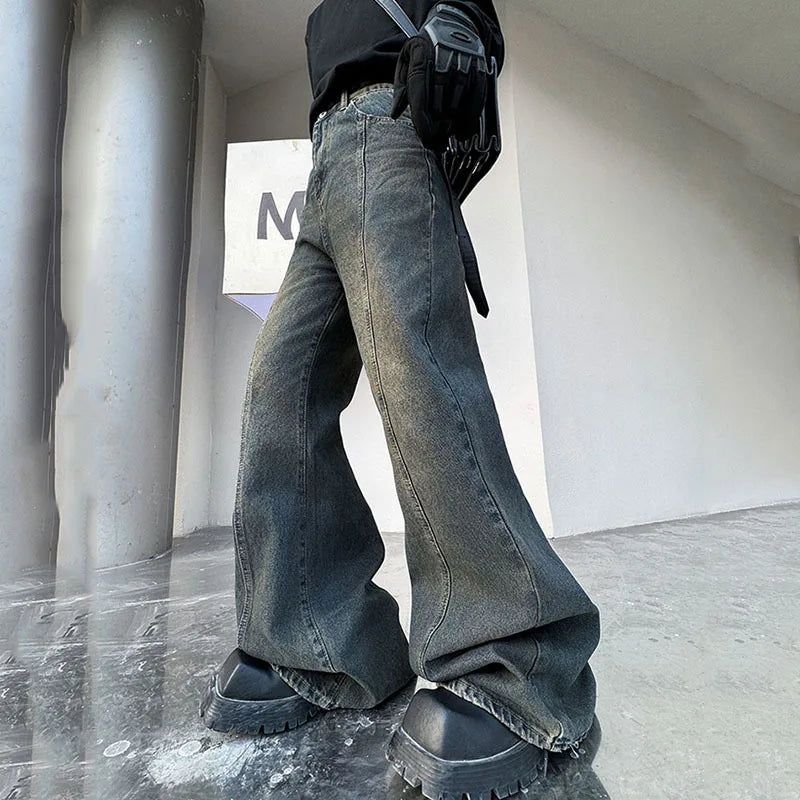 Niche Design Pocket Gradient Flare Jeans