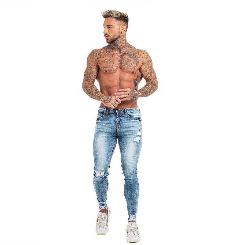 Blue Slim Fit Bottom Ripped Skinny Style Men Jeans - FanFreakz