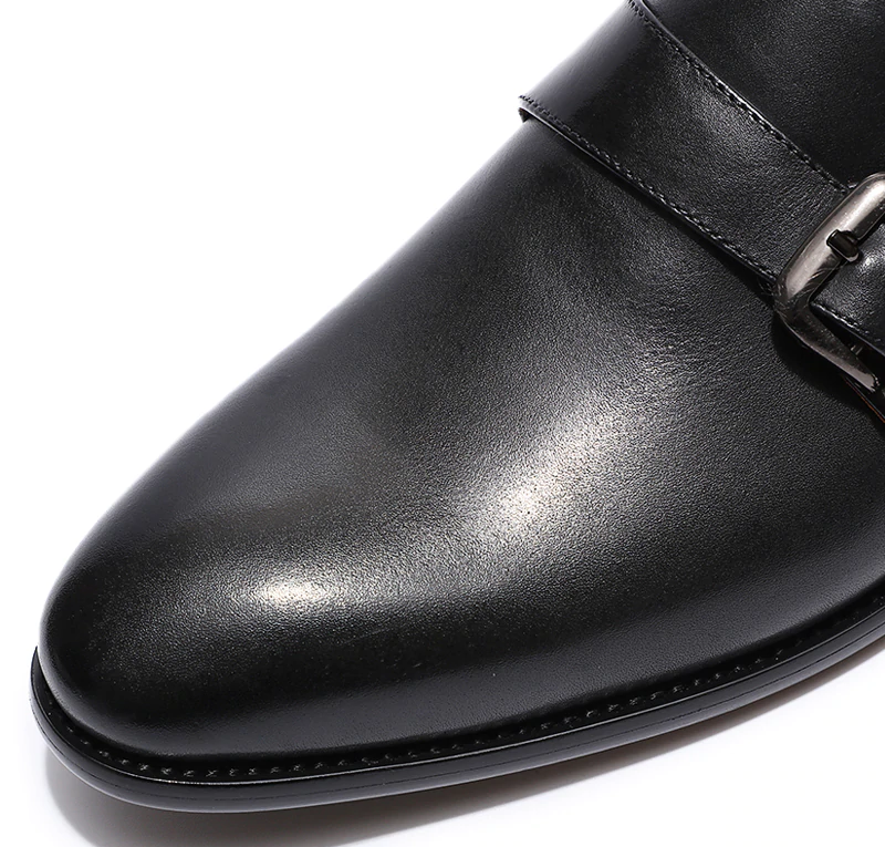 Luxury Loafers Genuine Leather Single Monk Strap Slip On Men Shoes