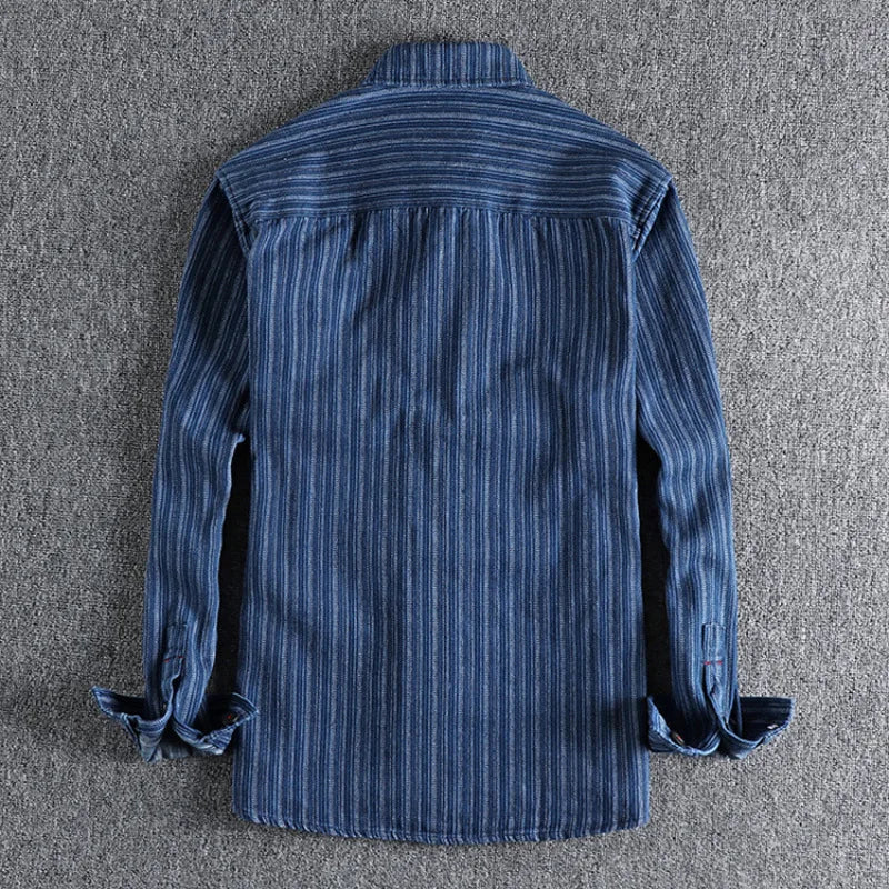 Retro Casual Stripes Long Sleeve Shirt