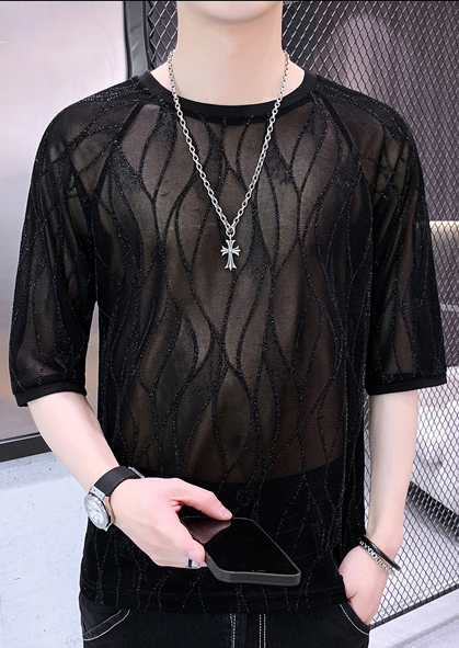 Leaves Vines Half-Sleeved Mesh T-Shirt