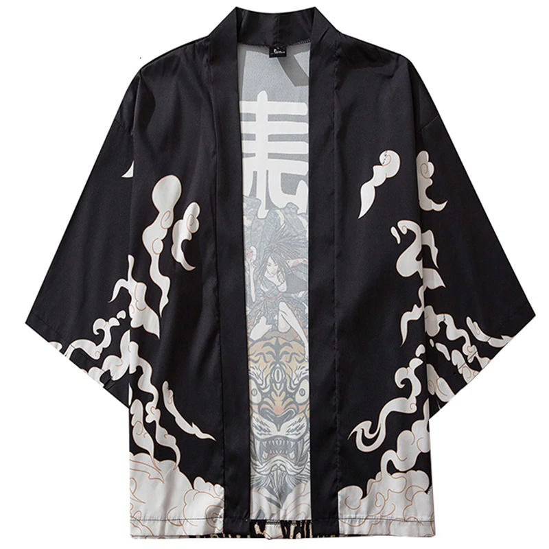 Japanese Haori Traditional Tiger Print Men Jacket