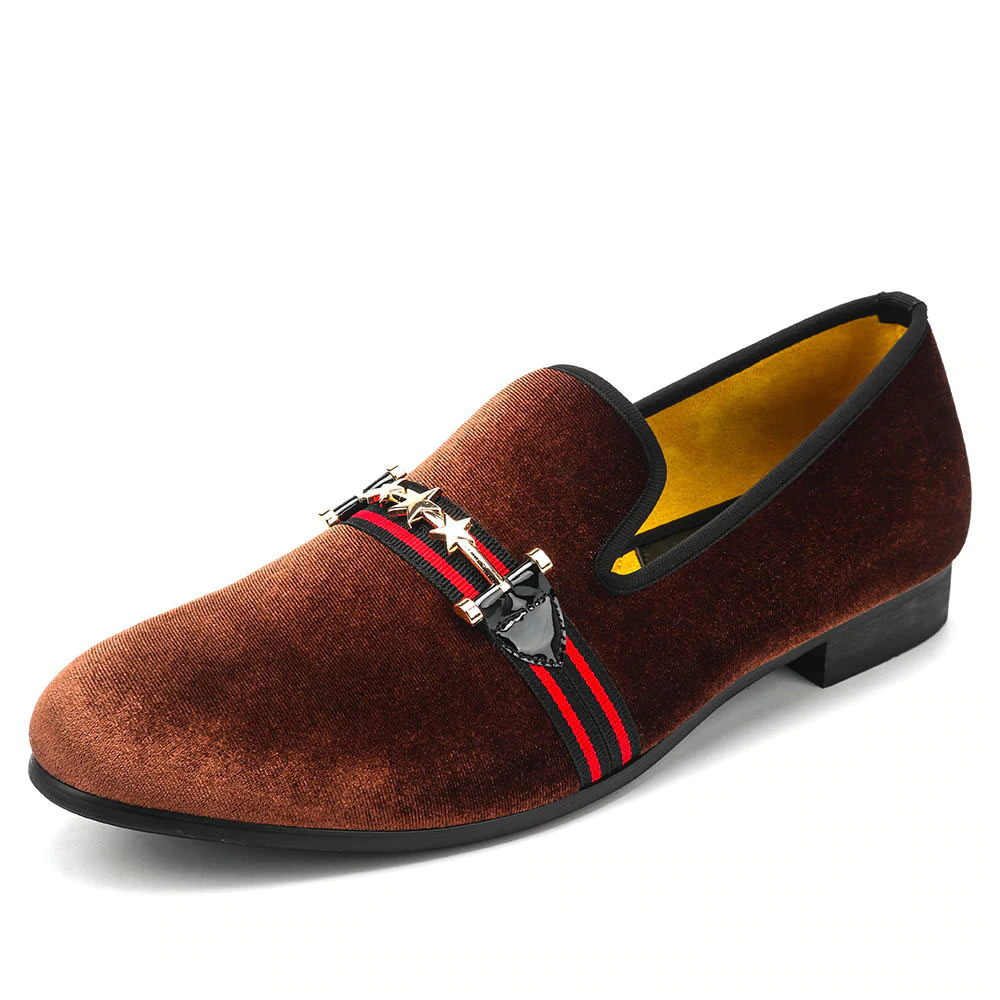 Velvet Red Stripe Men Casual Men Loafers