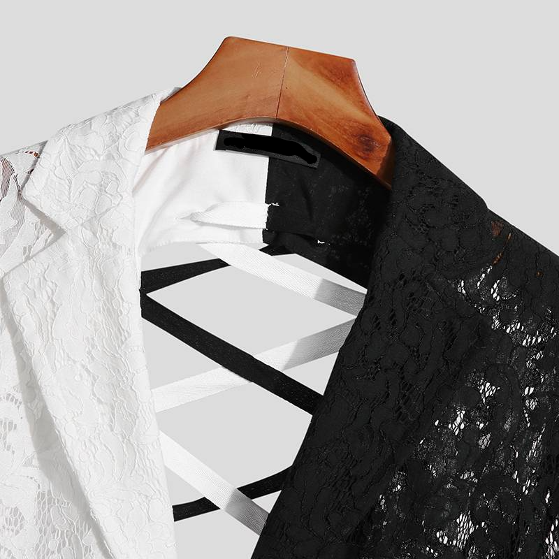 Half Lace Contras Backless Set