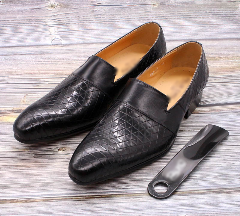 Mens Cow Leather Shoes Brown Slip On Pointed Toe