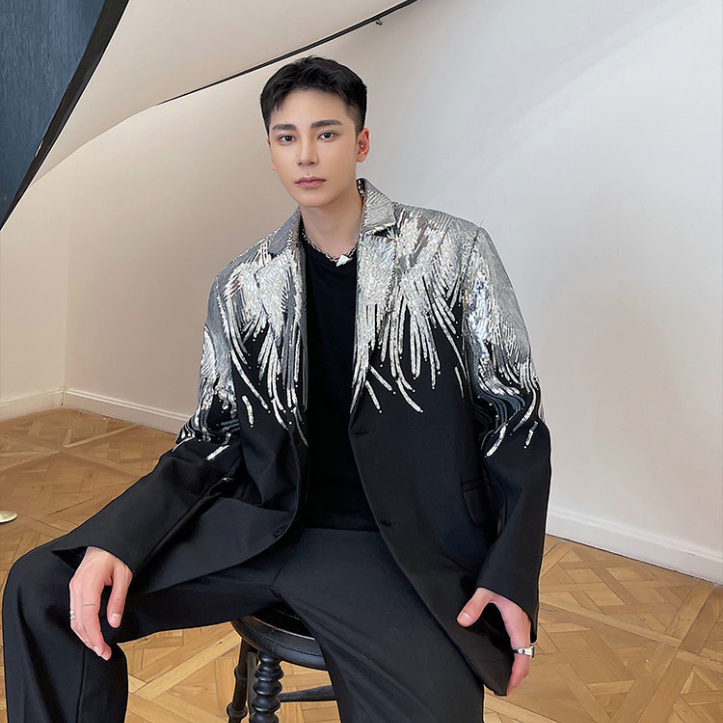 Embroidery Sequin Trendy Men Blazer