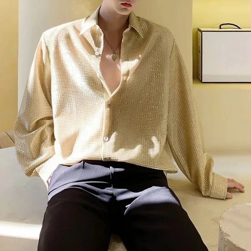 Shiny Bright Silk Woven Shirt