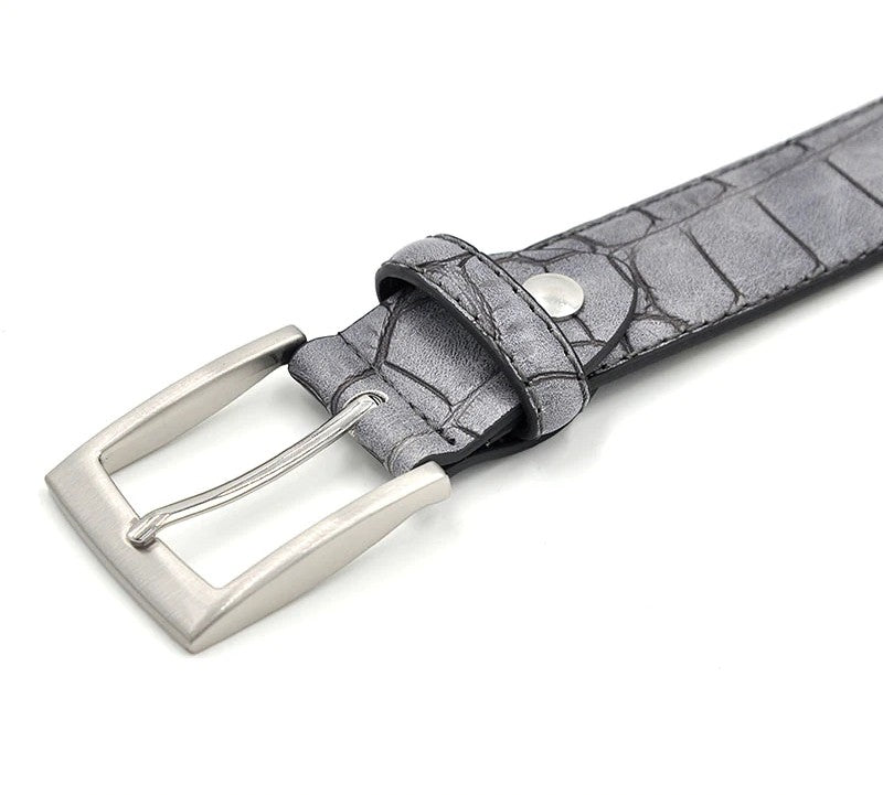 Crocodile Pattern With Faux Split Leather Men Belt