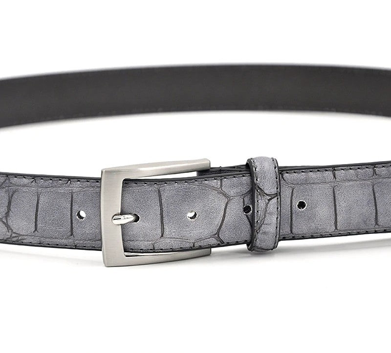 Crocodile Pattern With Faux Split Leather Men Belt