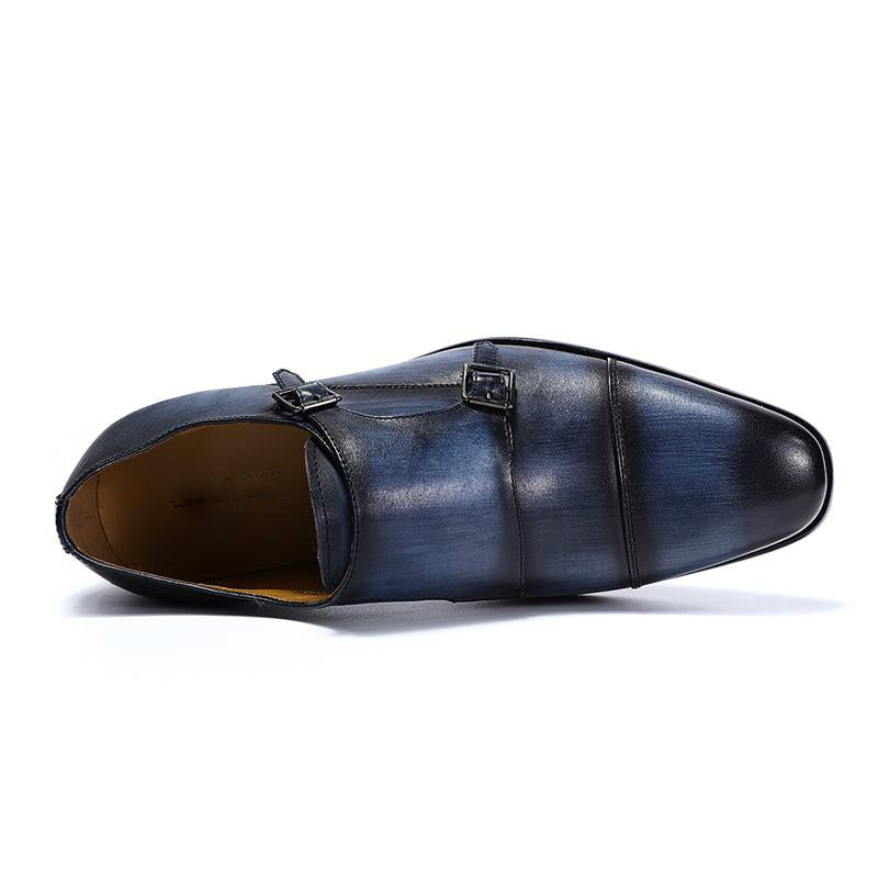 Classic Hand Painted Double Monk Strap Men Shoes - FanFreakz