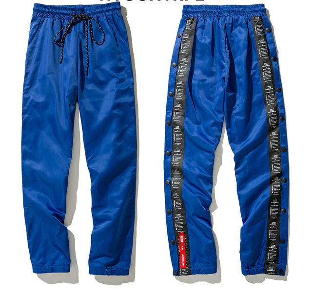 Casual Hip Hop Drawstring Jogger with Side Button Detail Men Pants