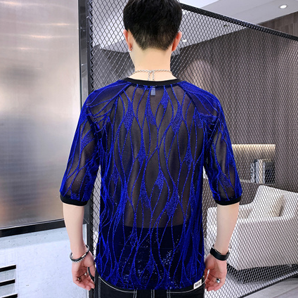 Leaves Vines Half-Sleeved Mesh T-Shirt