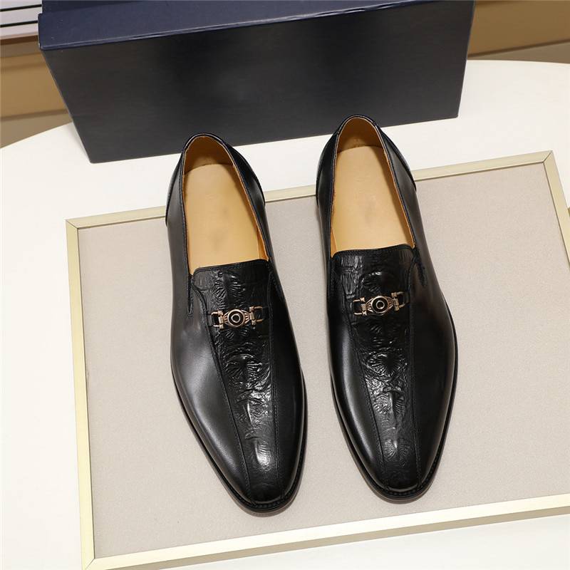 Genuine Leather Crafted Bicycle Toe Design Men Loafers Shoes