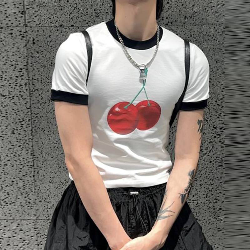 Red Cherry Printed Men T-Shirt