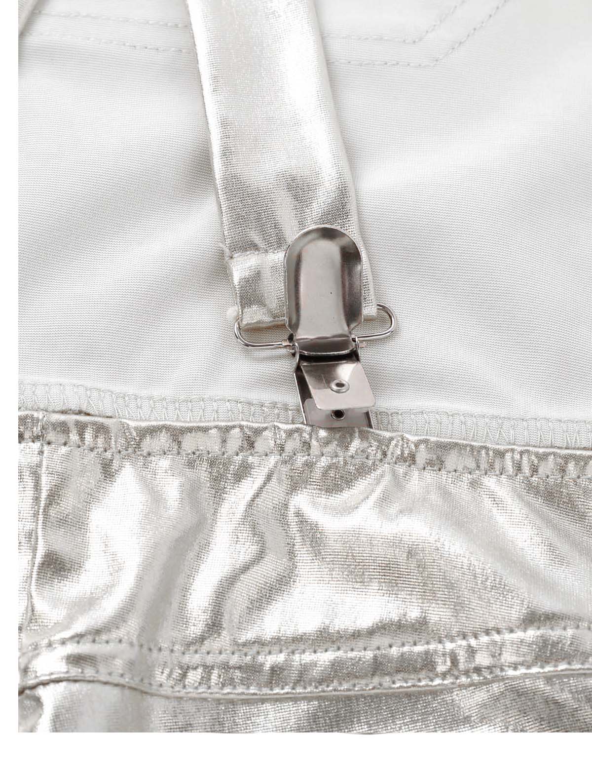 Metallic Solid Sleeveless Overall Rompers