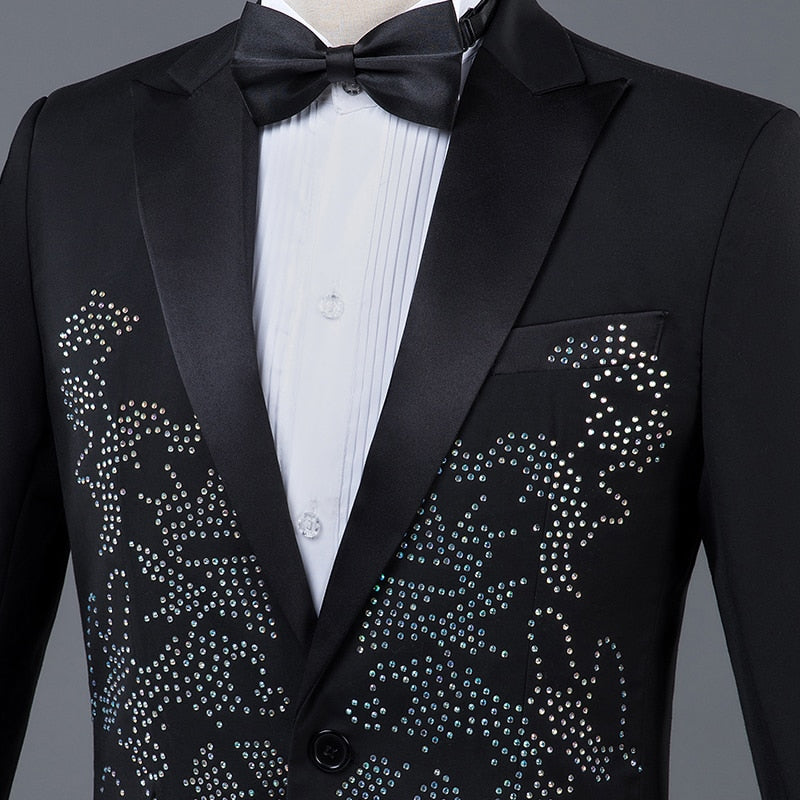 Bright Stones Sequin Stage Costume Style Men Suit (blazer, tie, and pants)