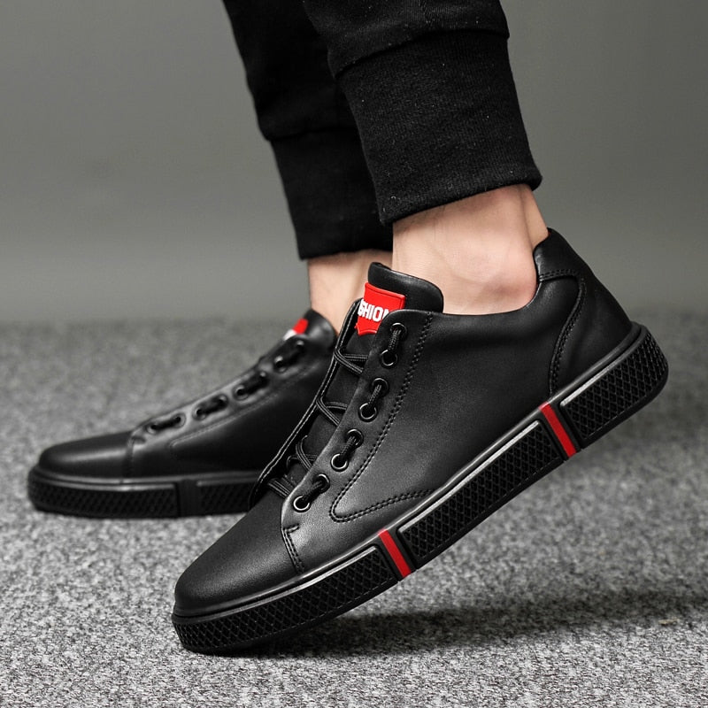 Basic Comfort Genuine Leather Flats Lace Up Style Men Sneaker