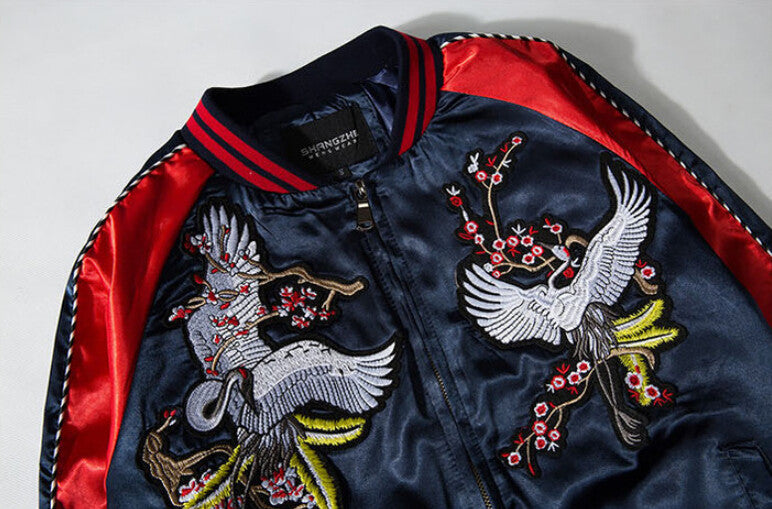 Harajuku Sukajan White Phoenix Embroidery - FanFreakz