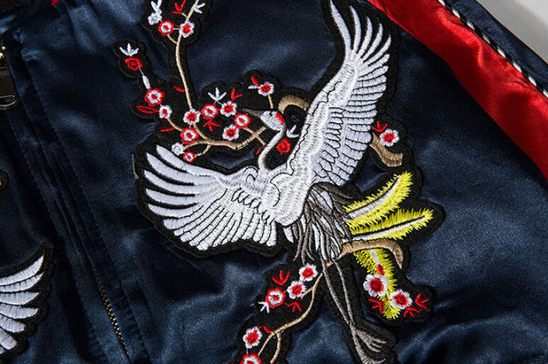 Harajuku Sukajan White Phoenix Embroidery - FanFreakz